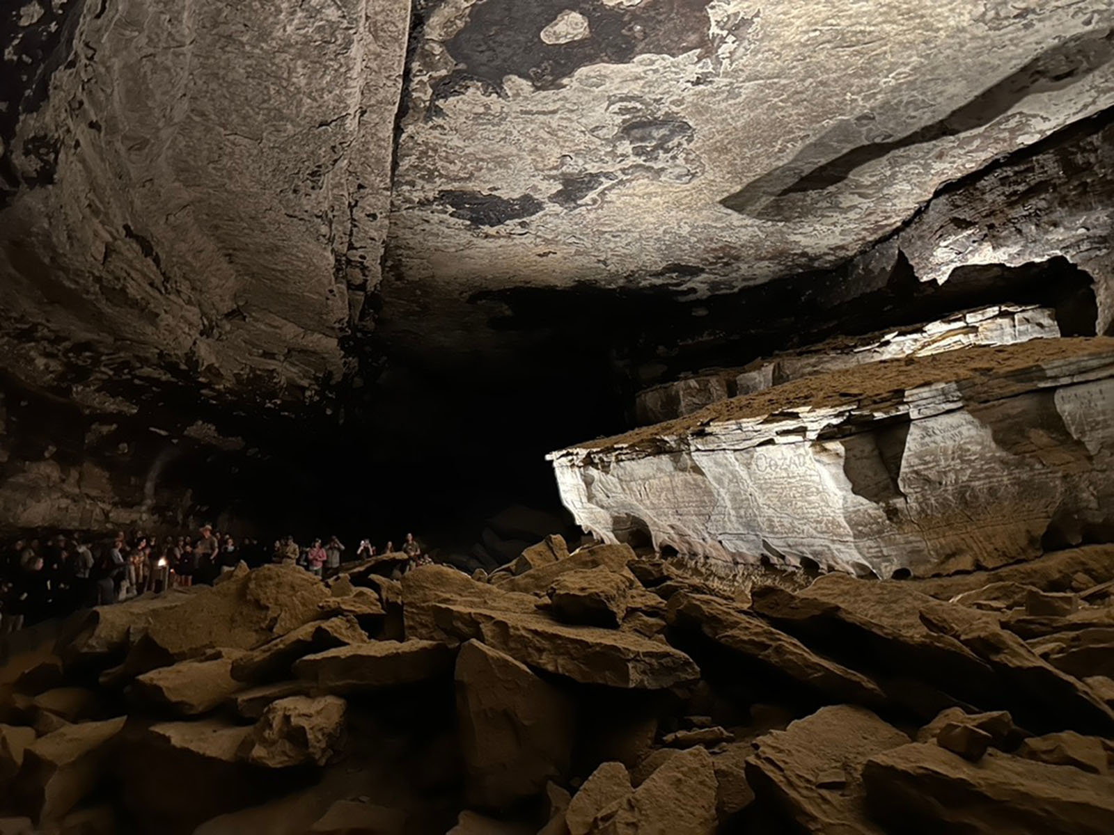 View inside Mammoth Cave looking at the Giant's Coffin